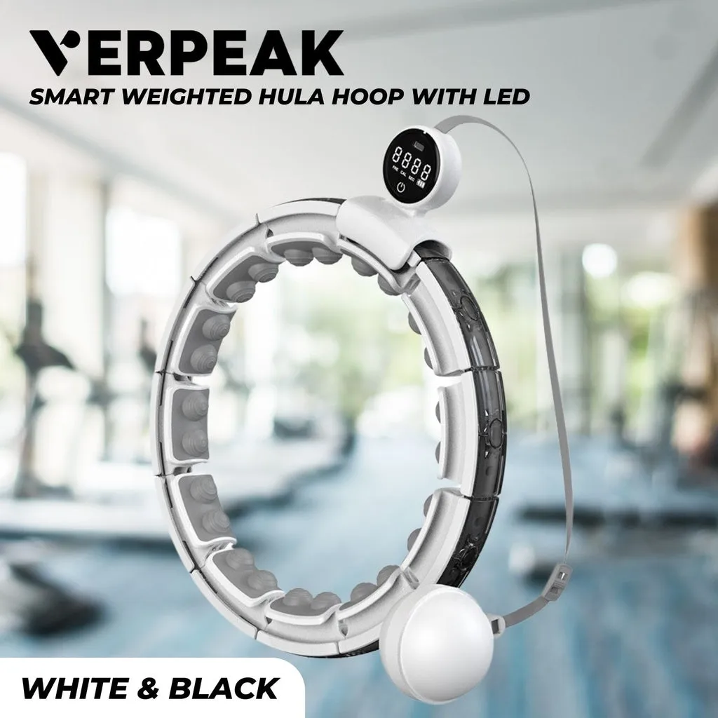 LED Counter Weighted Hula Hoop, 16 Detachable Knots, Verpeak