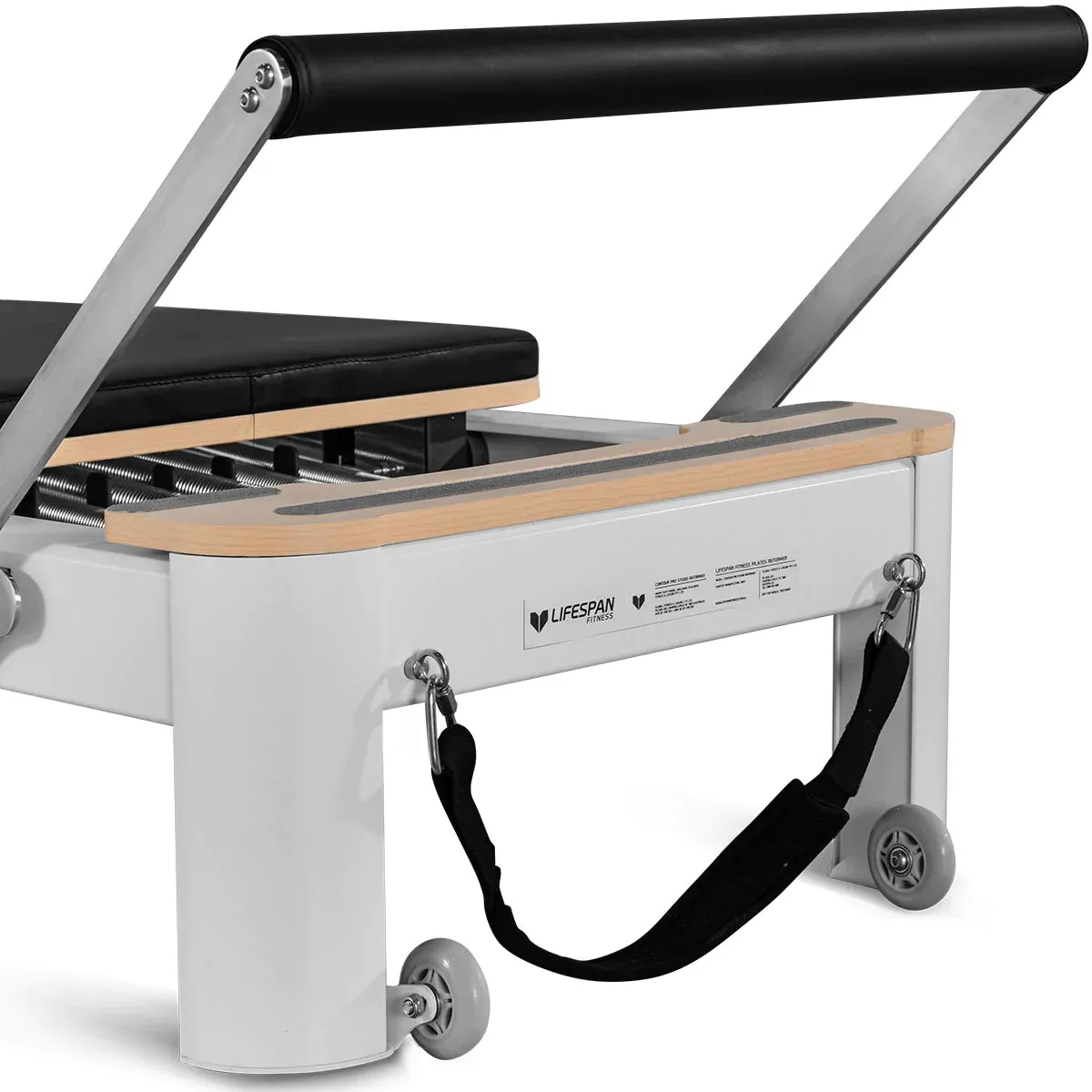 Lifespan Fitness Contour Pro Aluminum Pilates Reformer Bed Set, Black (Suitable for Clinics)