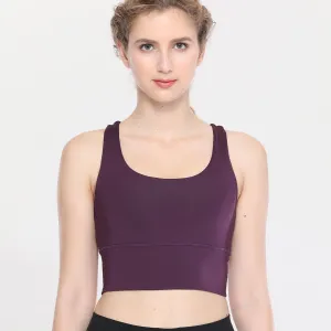 Longline Wirefree Medium Impact Padded Purple Workout Tank Bra