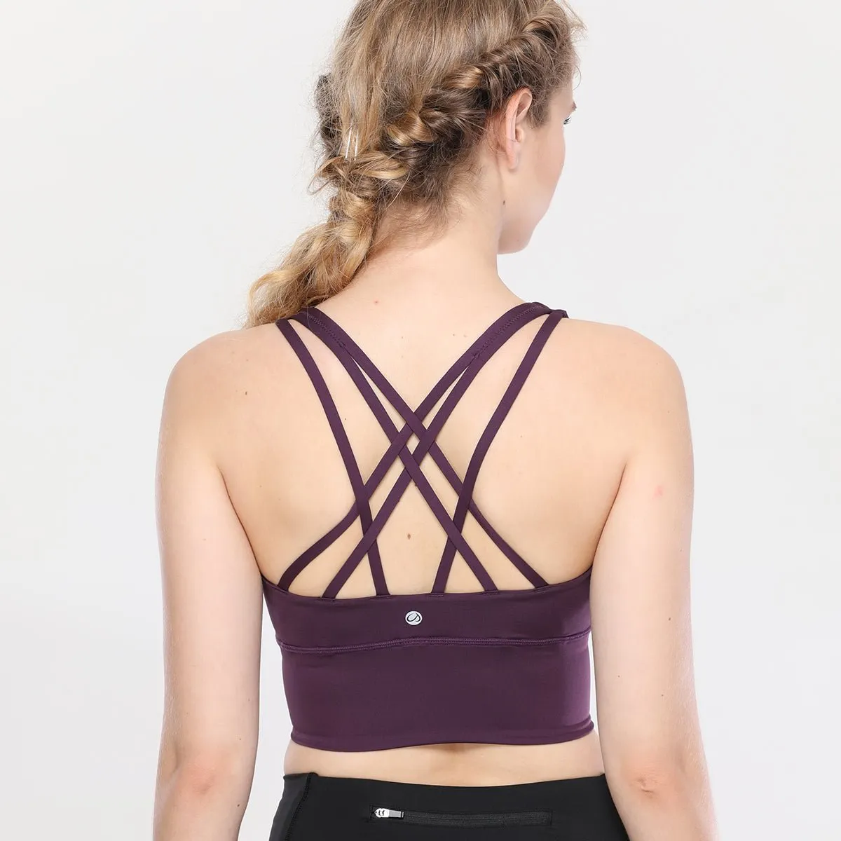 Longline Wirefree Medium Impact Padded Purple Workout Tank Bra