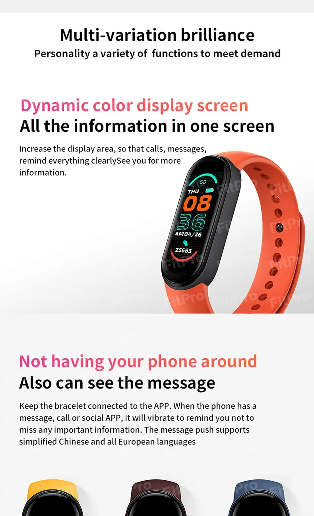 M6 Smart Fitness Watch (with Magnetic Charging Band, HR & BP, Find My Phone)