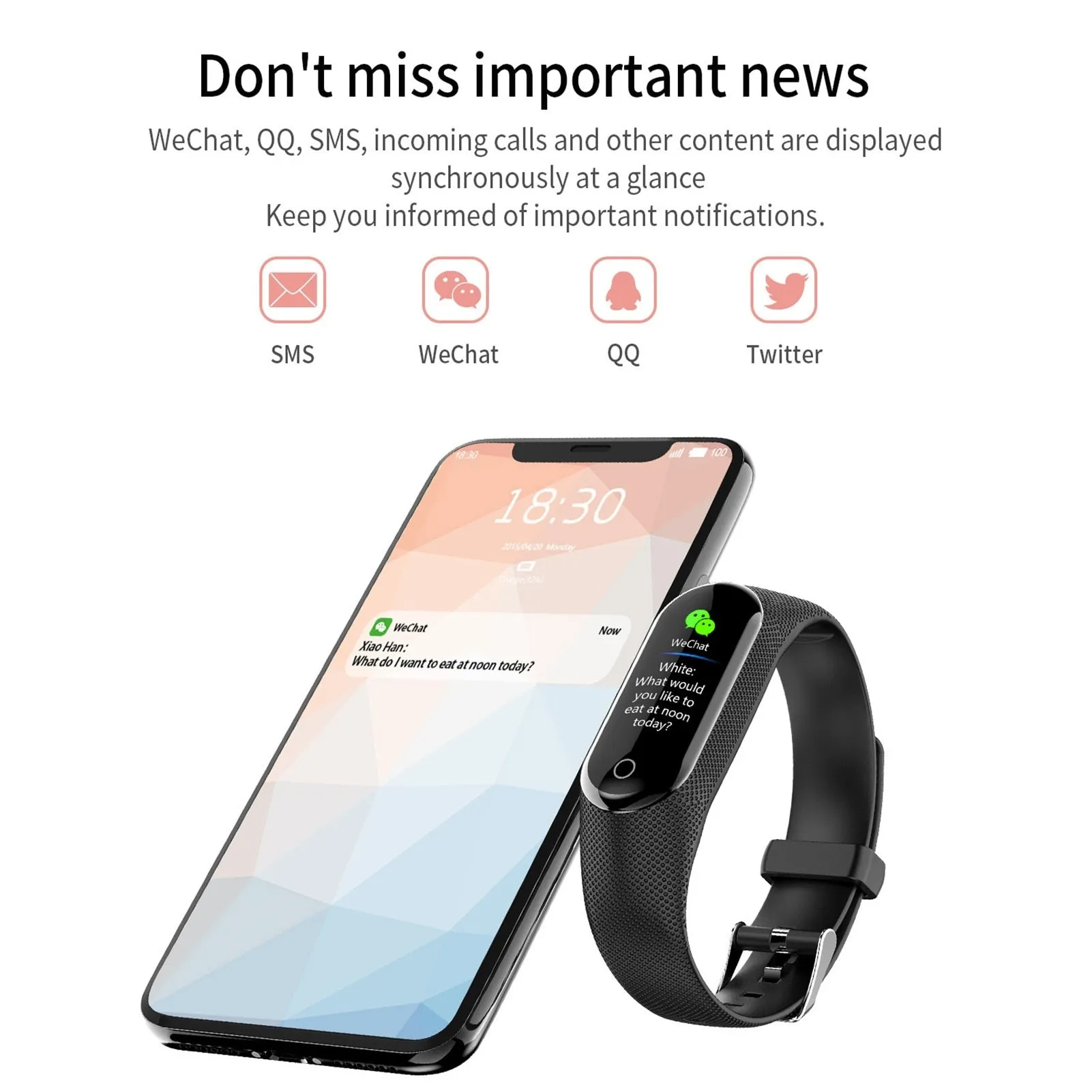 M8 Smart Watch (Fitness Bracelet with Heart Rate, Blood Pressure and Blood Oxygen Monitoring)