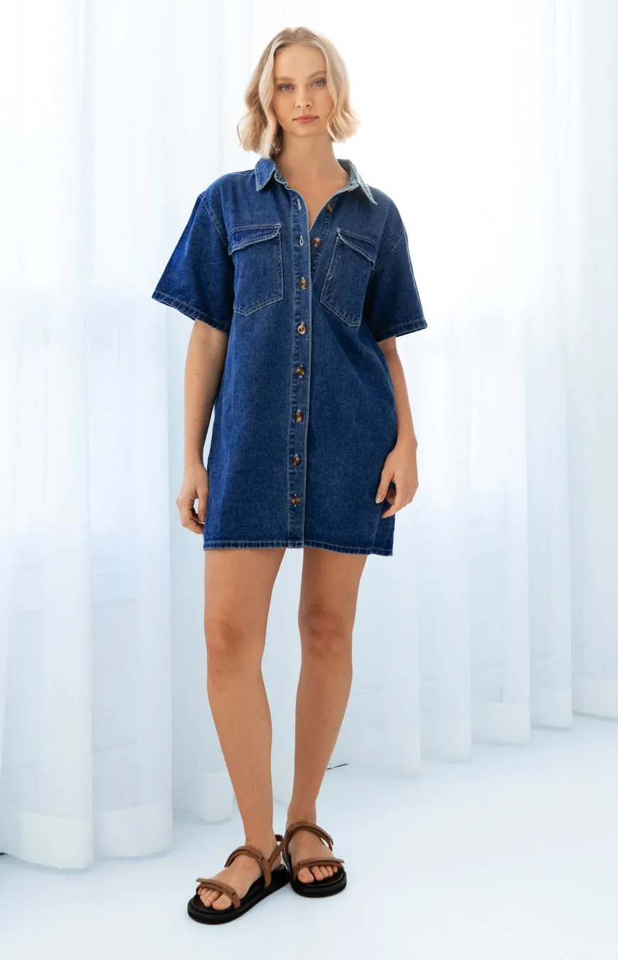 Maddi Dark Blue Denim Dress