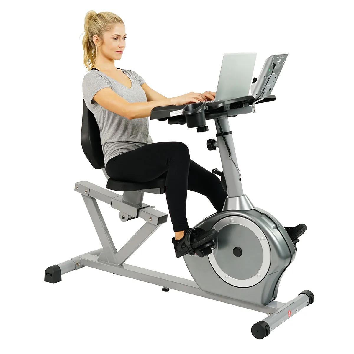 Magnetic Recumbent Exercise Bike with Desk, 350 LB Weight Capacity