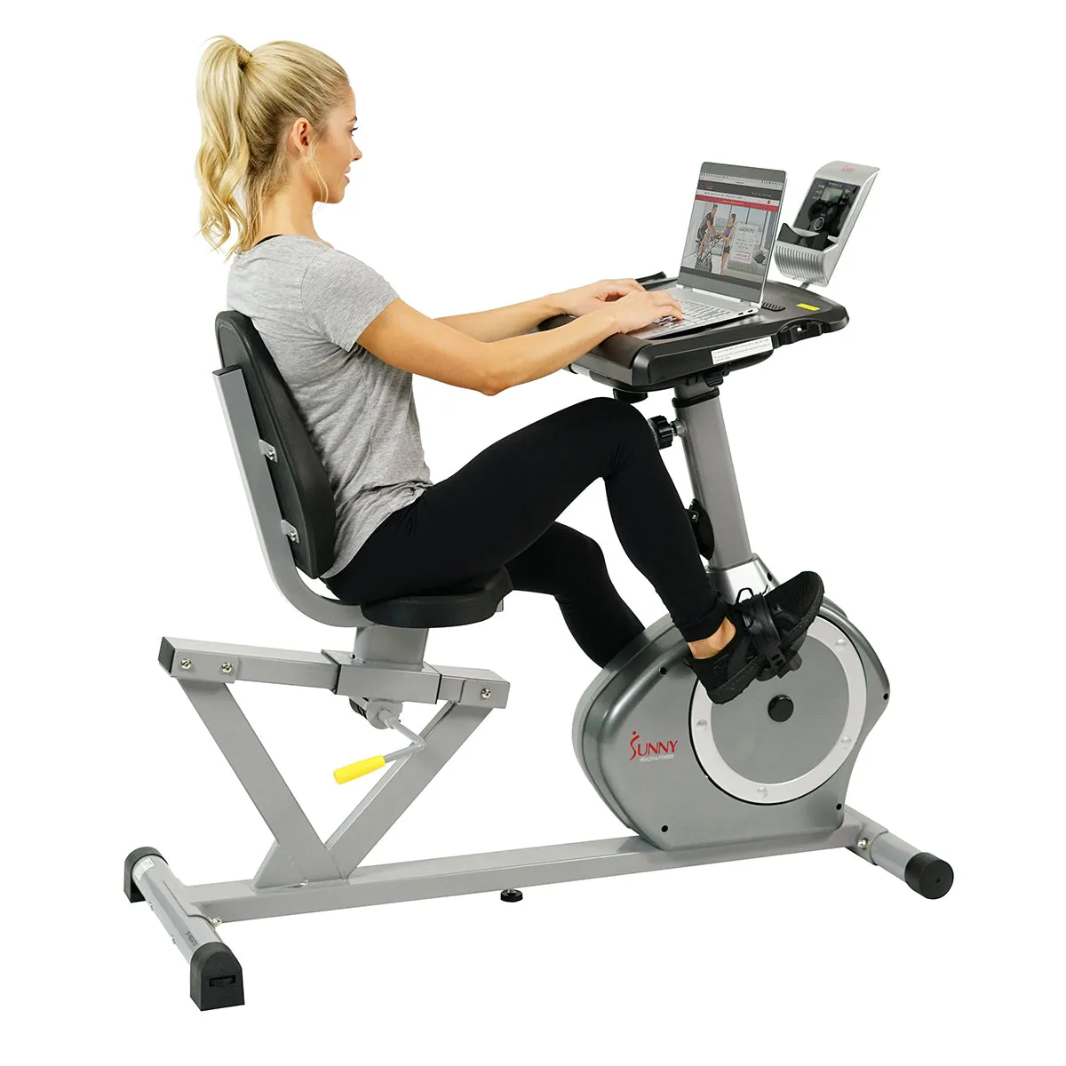 Magnetic Recumbent Exercise Bike with Desk, 350 LB Weight Capacity