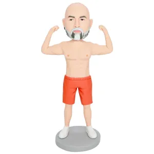 Male Fitness Coach In Orange Shorts Custom Figure Bobbleheads