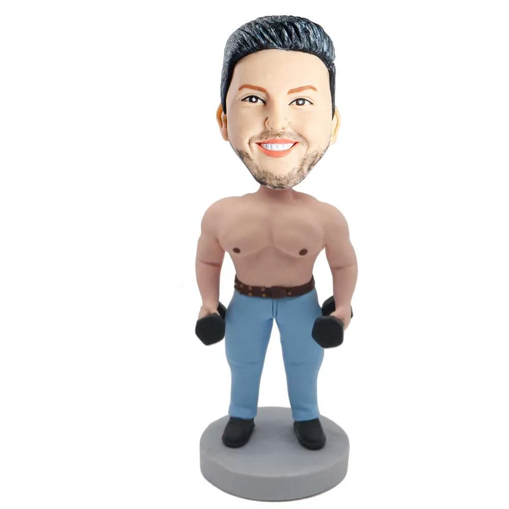 Male Fitness With Dumbbell Custom Figure Bobblehead