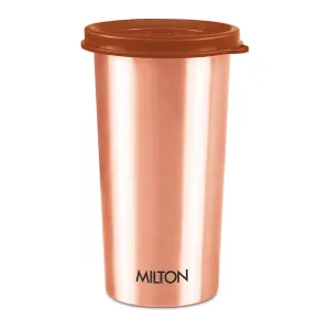 MILTON Copper Drinking Water Tumbler with Lid, 1 Piece, 480 ml, Copper | 100% Leak Proof | Office | Gym | Yoga | Home | Kitchen | Hiking | Treking | Travel Tumbler