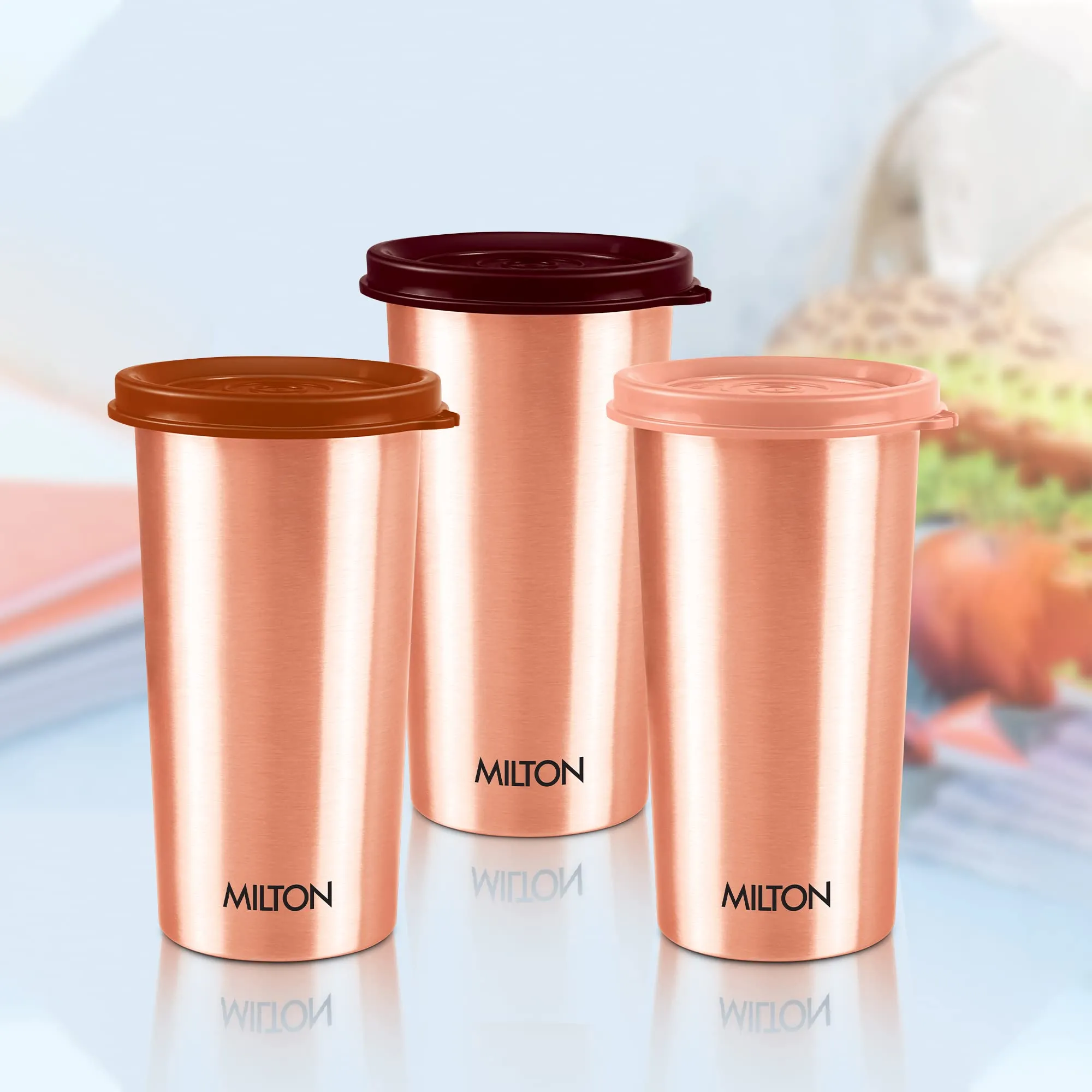 MILTON Copper Drinking Water Tumbler with Lid, 1 Piece, 480 ml, Copper | 100% Leak Proof | Office | Gym | Yoga | Home | Kitchen | Hiking | Treking | Travel Tumbler