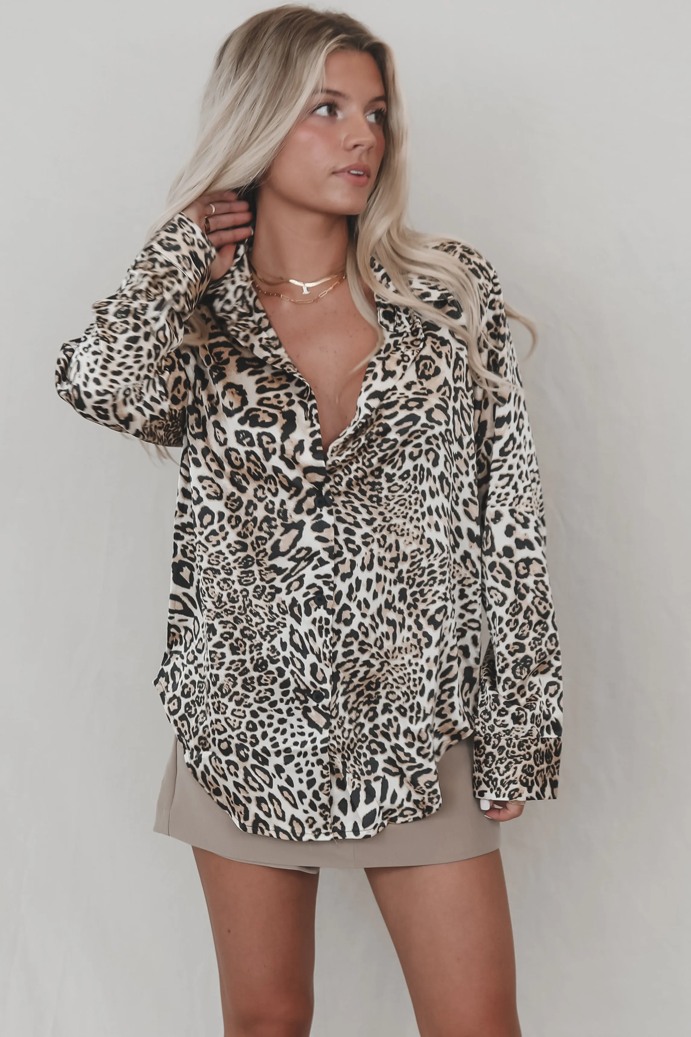 Miss Extra Leopard Button Up Top