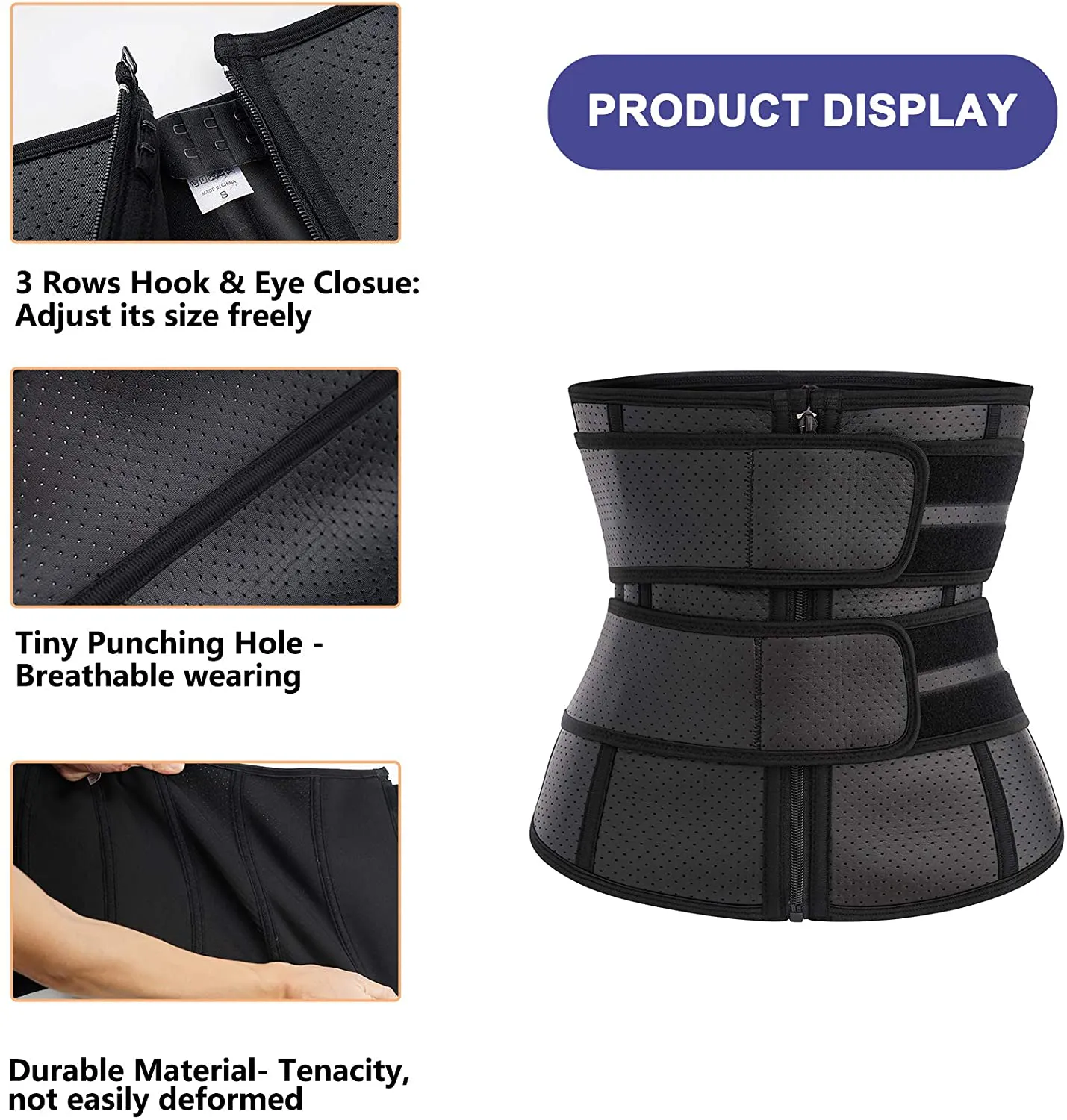 MOLUTAN Waist Trainer Trimmer for Men Tummy Control Shapewear Neoprene Sweat Belt Slimming Body Shaper