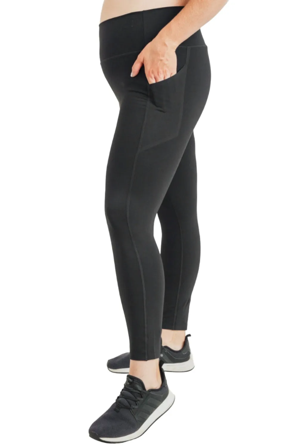 Mono B Laser-Cut and Bonded Essential Foldover Highwaist Leggings APH2713 Plus