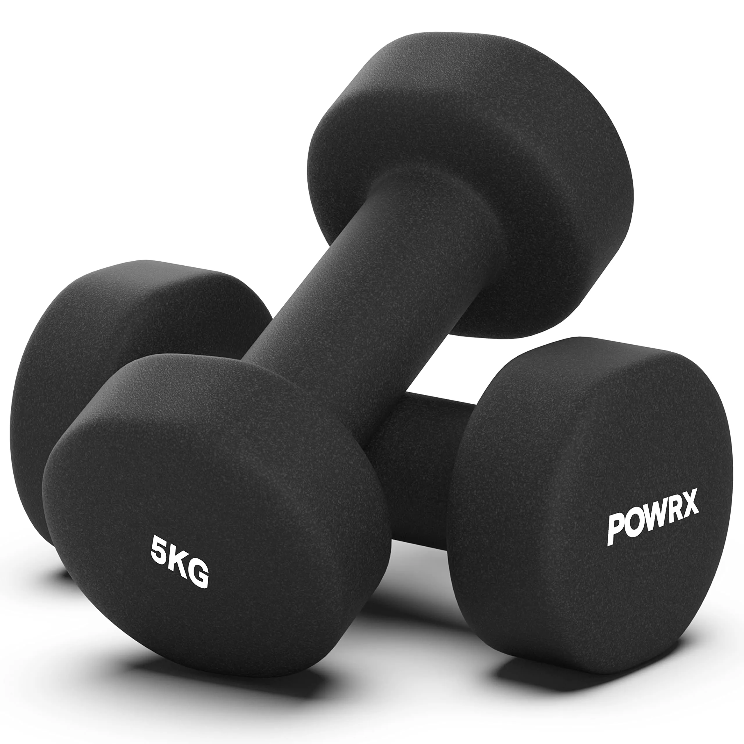 Neoprene Dumbbells 10 Kg Set (2 X 5 Kg)   Pdf Workout (Black