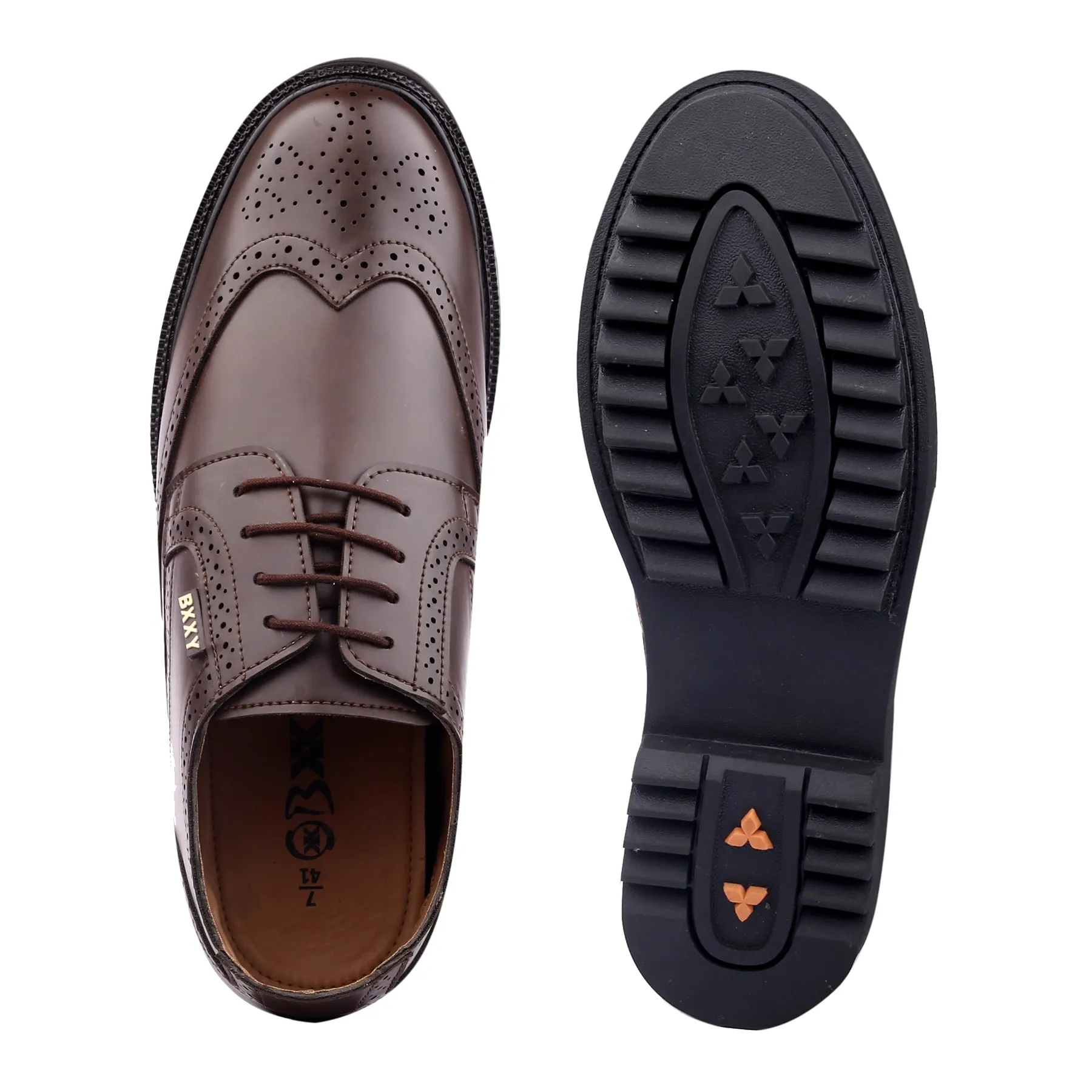 New Stylish Men's 3.5 inch Hidden Height Increasing Luxe Brogue Lace-up Shoes