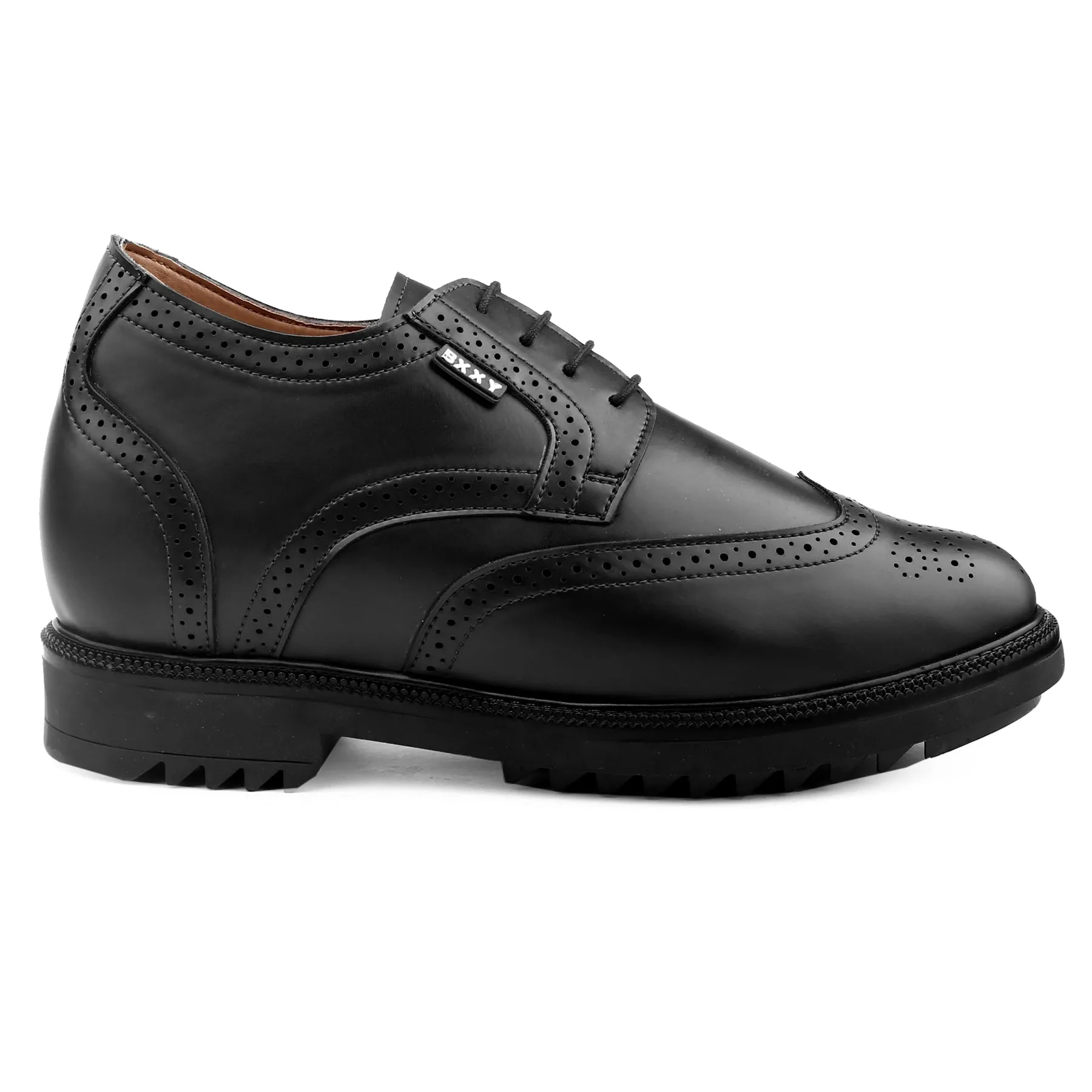 New Stylish Men's 3.5 inch Hidden Height Increasing Luxe Brogue Lace-up Shoes