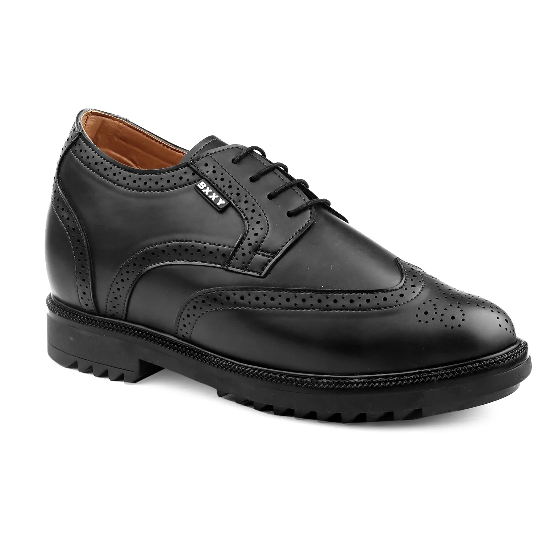 New Stylish Men's 3.5 inch Hidden Height Increasing Luxe Brogue Lace-up Shoes