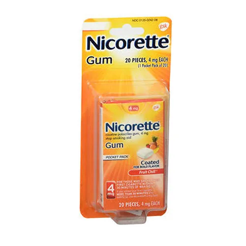 Nicorette Nicotine Polacrilex Gum Fruit Chill 20 Each By Nicorette