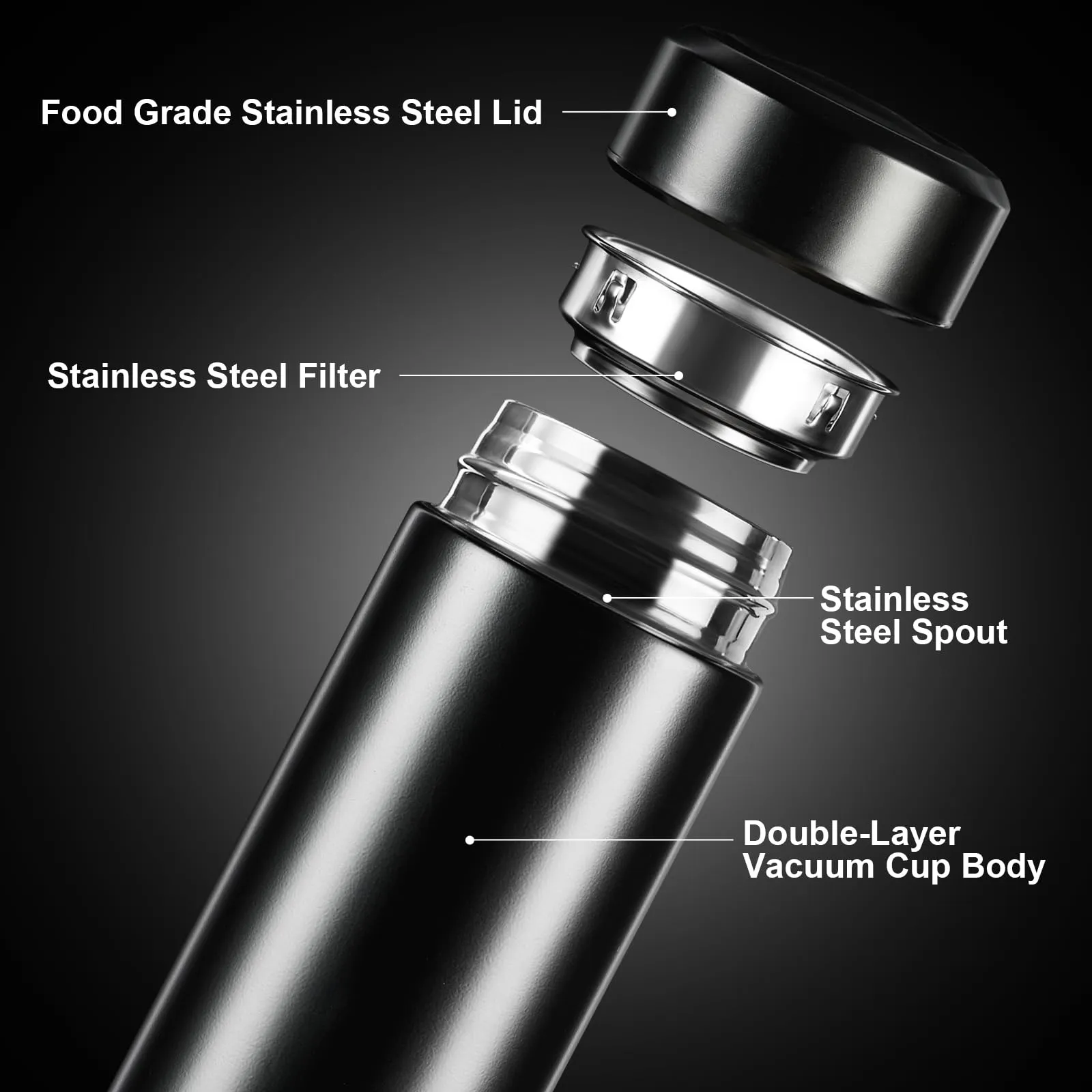 One94Store LED Temperature Display Water Bottle Double Wall Vacuum Insulated Stainless Steel Vacuum Drink Flasks Smart Water Cup for Travel for Hot and Cold Drinks (Black, 500ml)