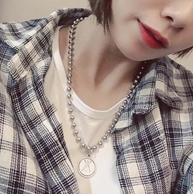 Personality Hip Hop Multilayer Necklace Metal Cross Pendant Silver Necklace Women's Men's Unisex Jewelry