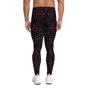 Pink Black Meshed Men's Leggings, Best Premium Meggings Compression Running Tights-Made in USA/EU/MX