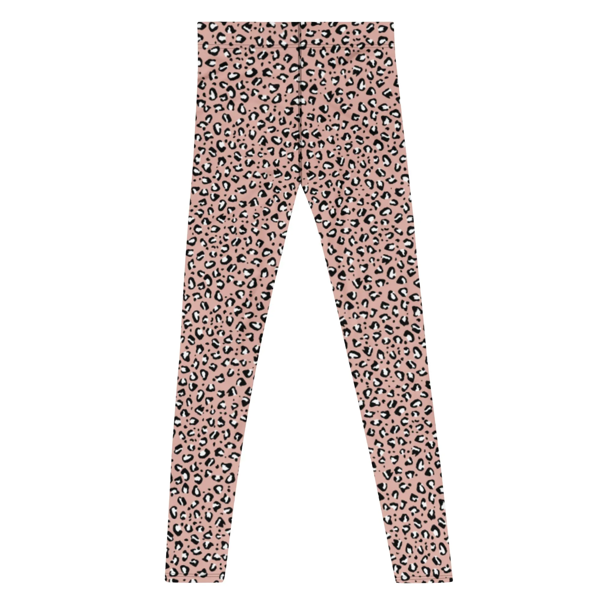 Pink Leopard Print Men's Leggings, Leopard Animal Print Best Premium Running Tights For Men - Made in USA/EU/MX