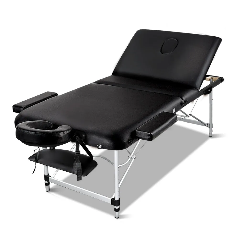 Portable Massage Table Folding Chair Bed Black 75cm Lightweight Aluminium