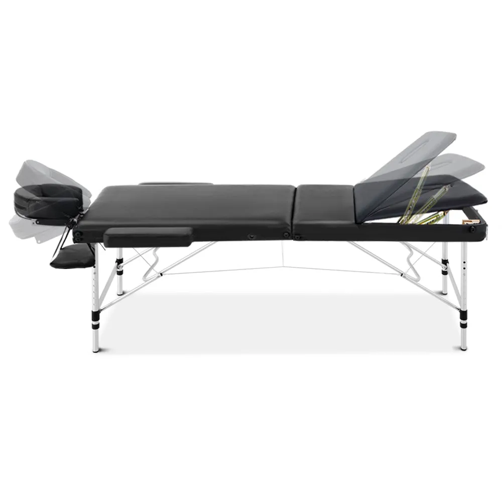 Portable Massage Table Folding Chair Bed Black 75cm Lightweight Aluminium