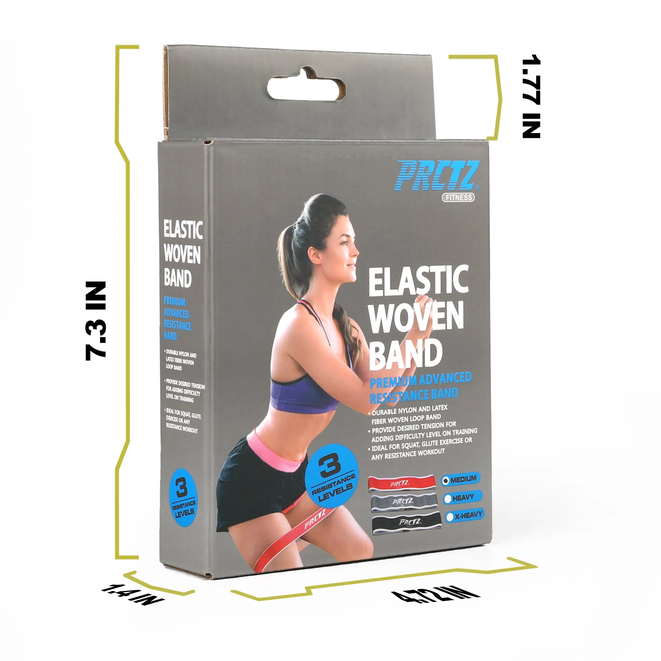 PRCTZ Essential Elastic Fabric Hip/Glute Band 3 Pack