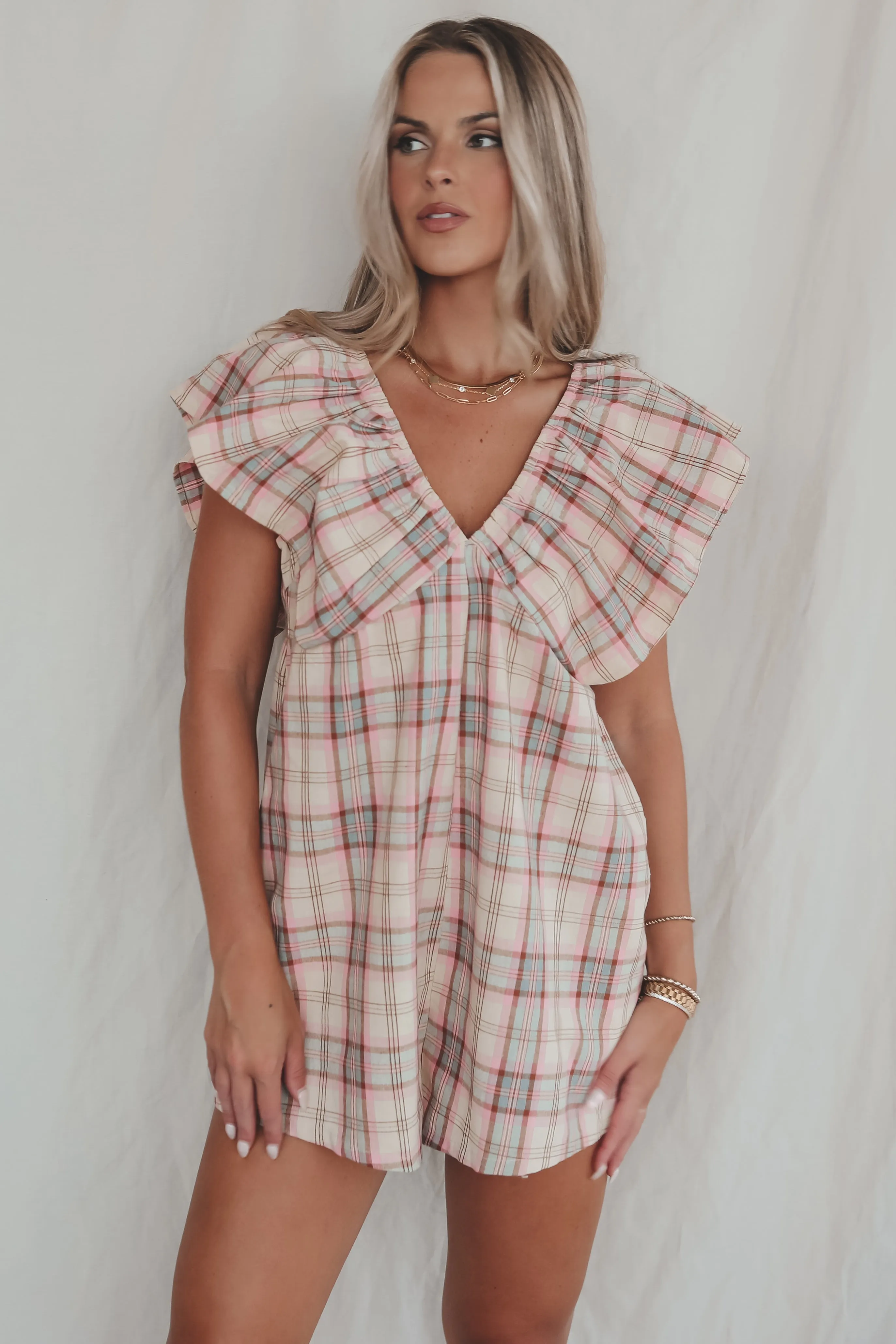 Prove Them Wrong Plaid Ruffle Romper