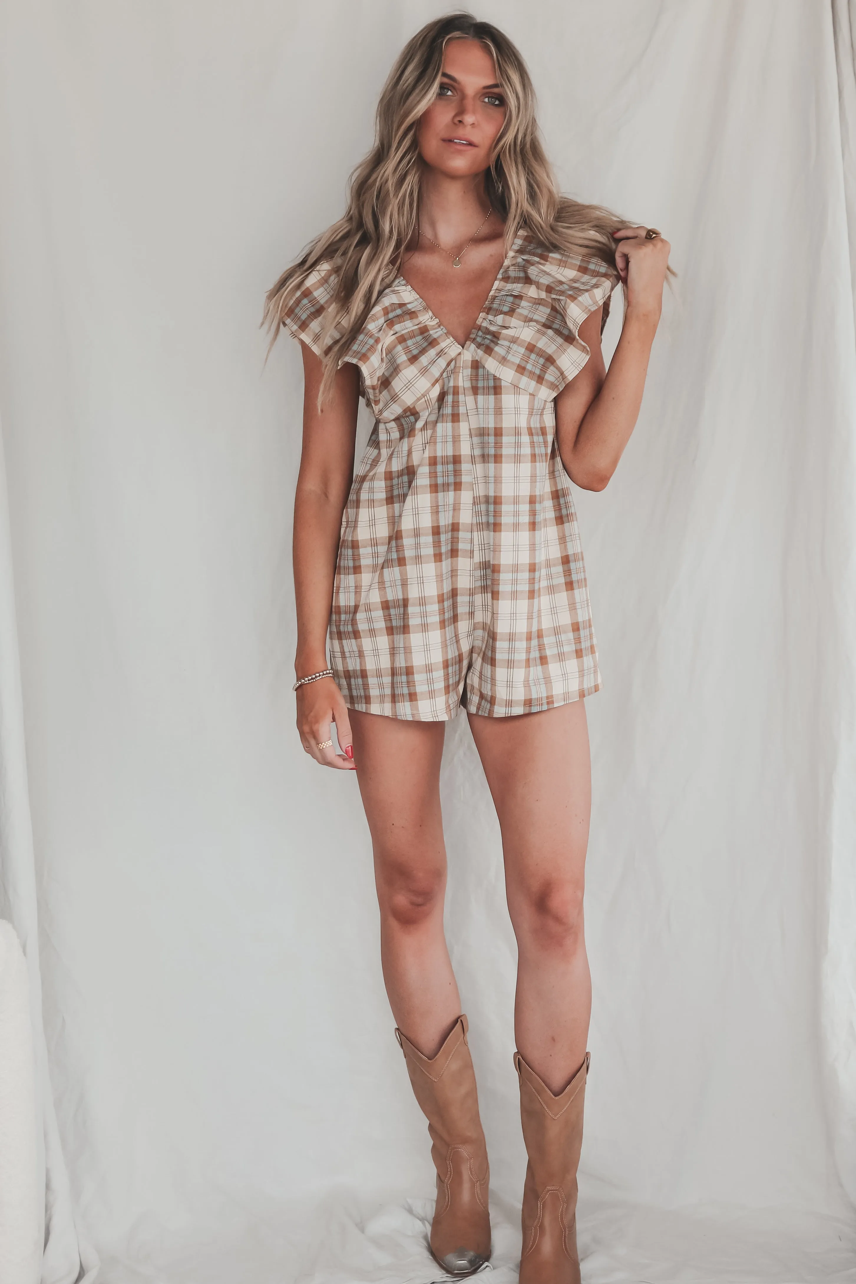 Prove Them Wrong Plaid Ruffle Romper