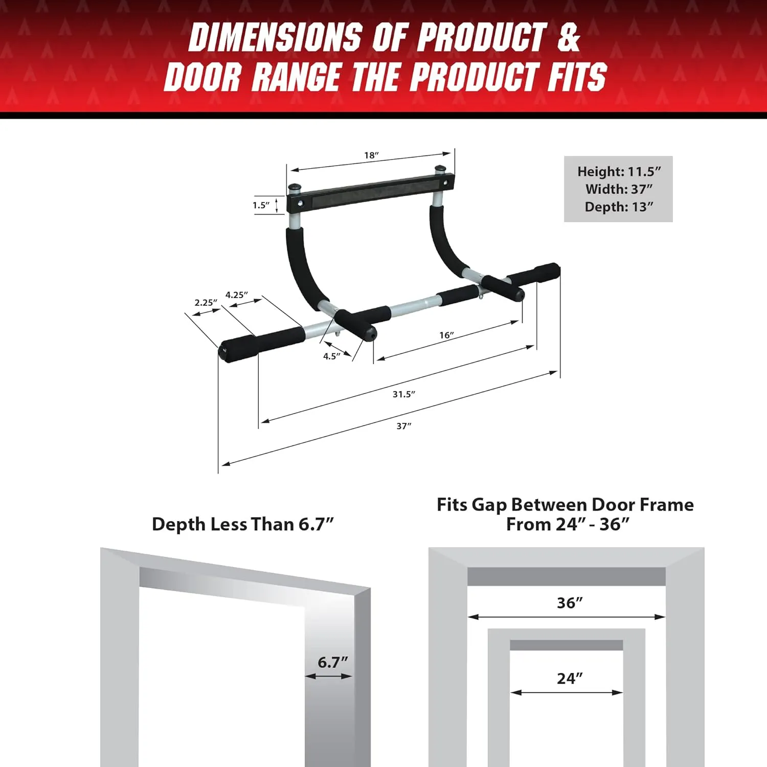 Pull-Up Bar Indoor Home Fitness Doorway Horizontal Bar Gym Upper Body Workout