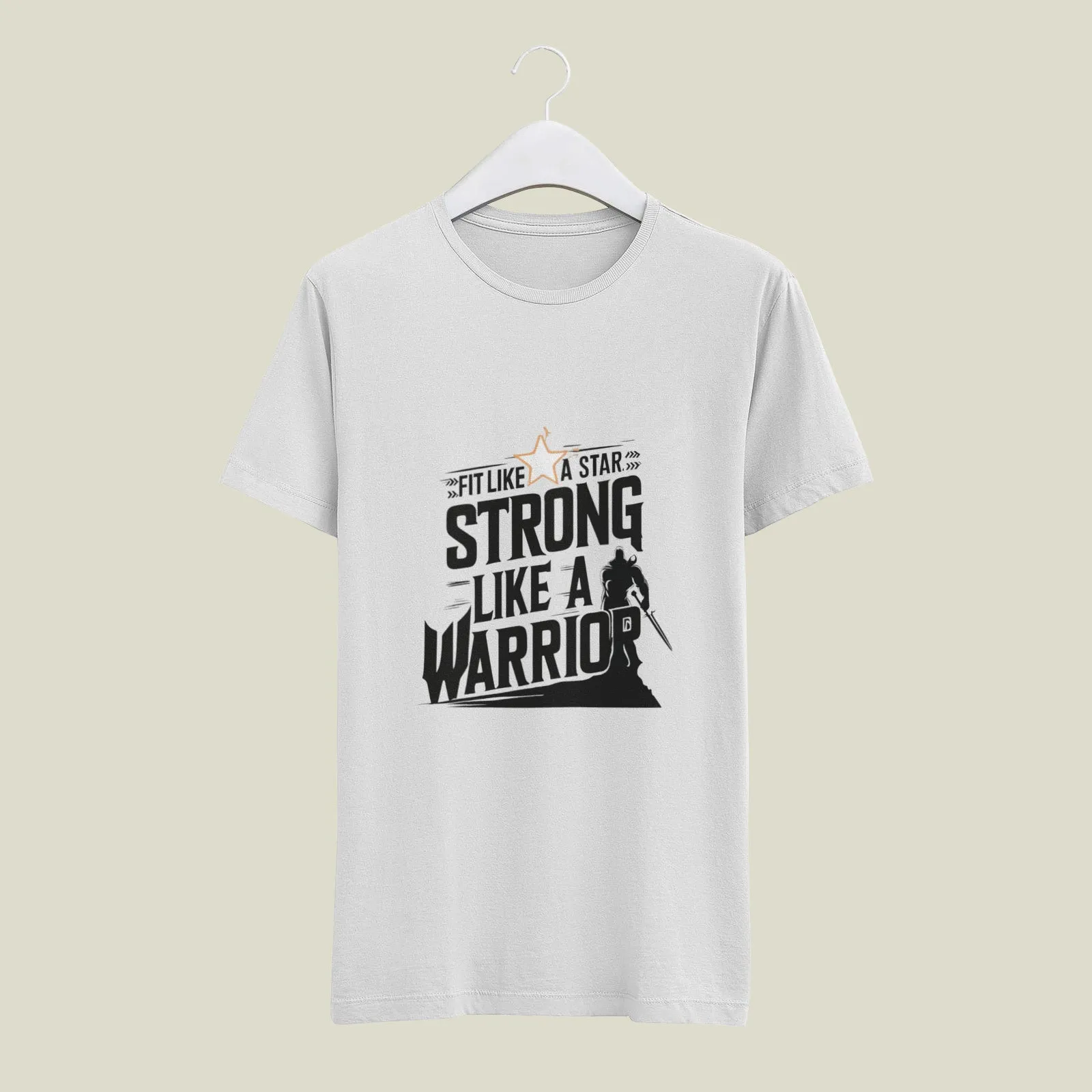 "Fit like a Star, Strong like a Warrior" Printed T-shirt | Motivational Fitness Apparel