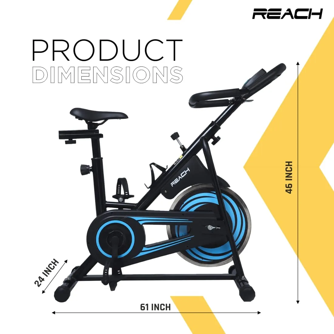 Reach Vision MII Spin Bike with 6.5 Kg Flywheel | Adjustable Resistance & LCD Monitor | Fitness Cycle for Home Gym Workout | Ideal for Tummy & Lower Body | Max User Weight 110kg