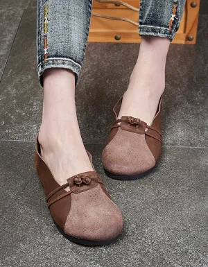 Round Head Leather Retro Leather Flats