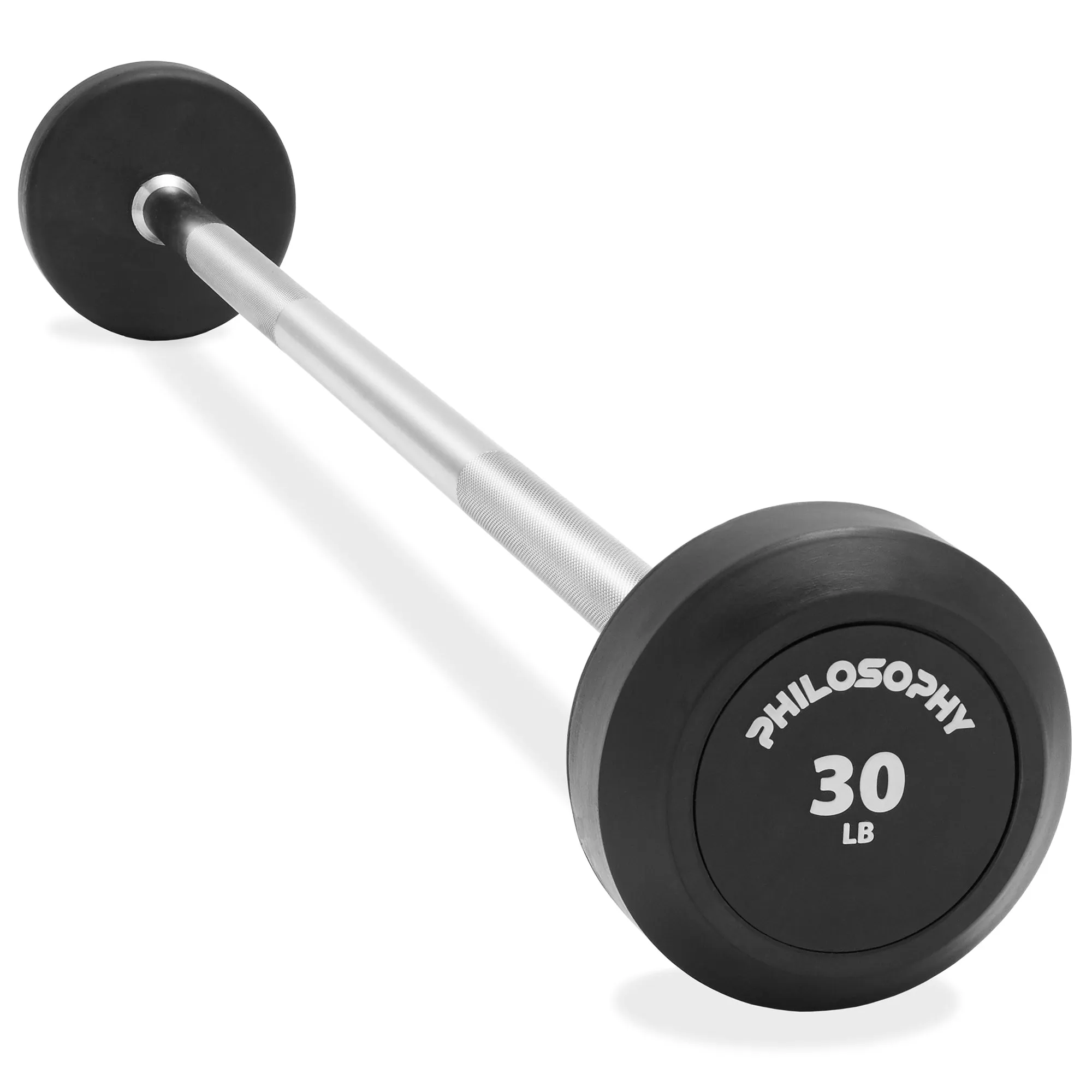 Rubber Fixed Barbell, Pre-Loaded Weight Straight Bar for Weightlifting