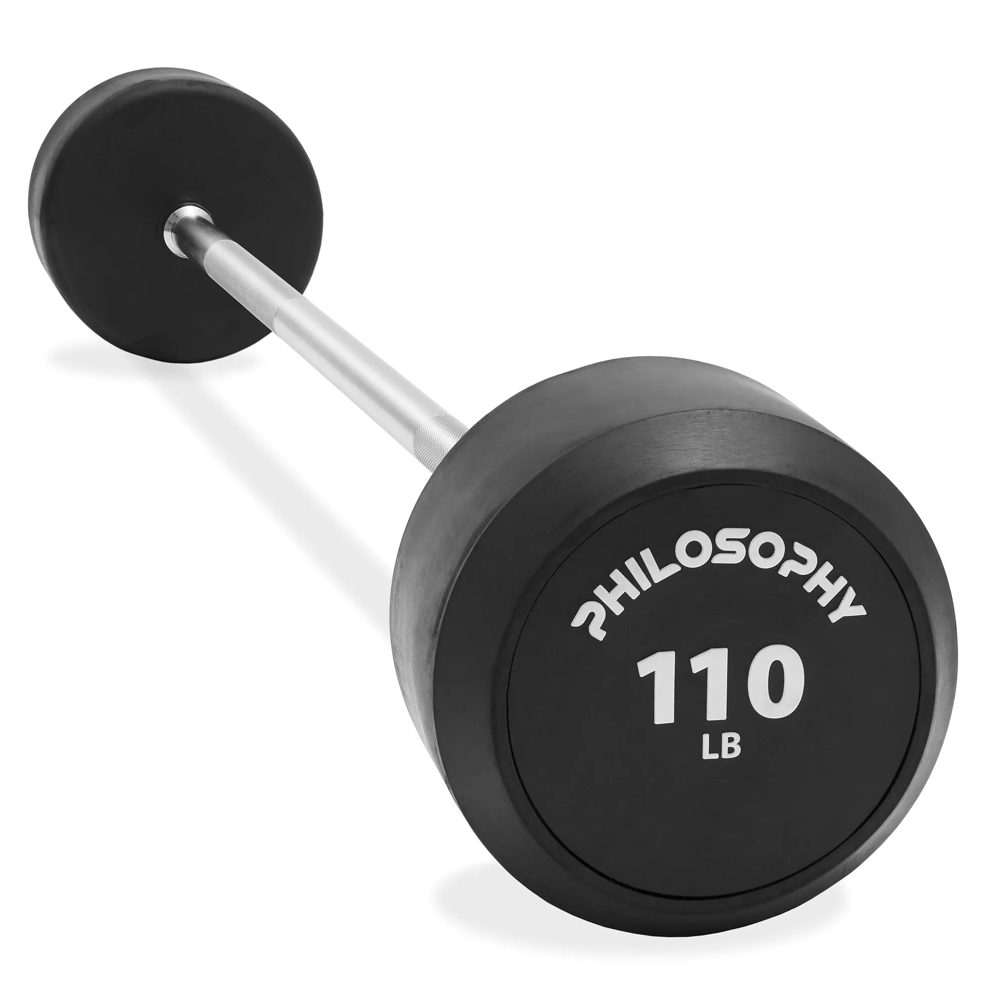 Rubber Fixed Barbell, Pre-Loaded Weight Straight Bar for Weightlifting