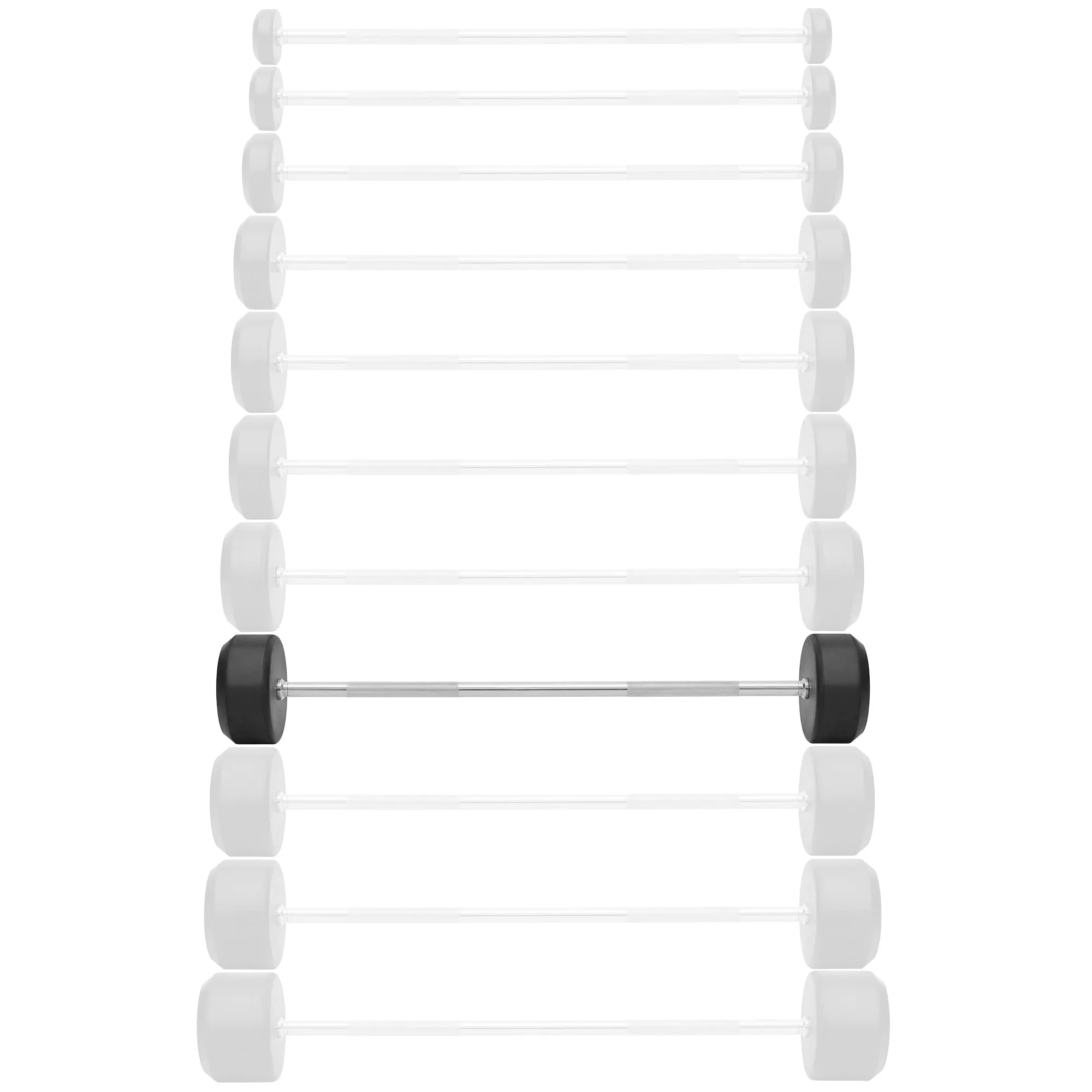 Rubber Fixed Barbell, Pre-Loaded Weight Straight Bar for Weightlifting