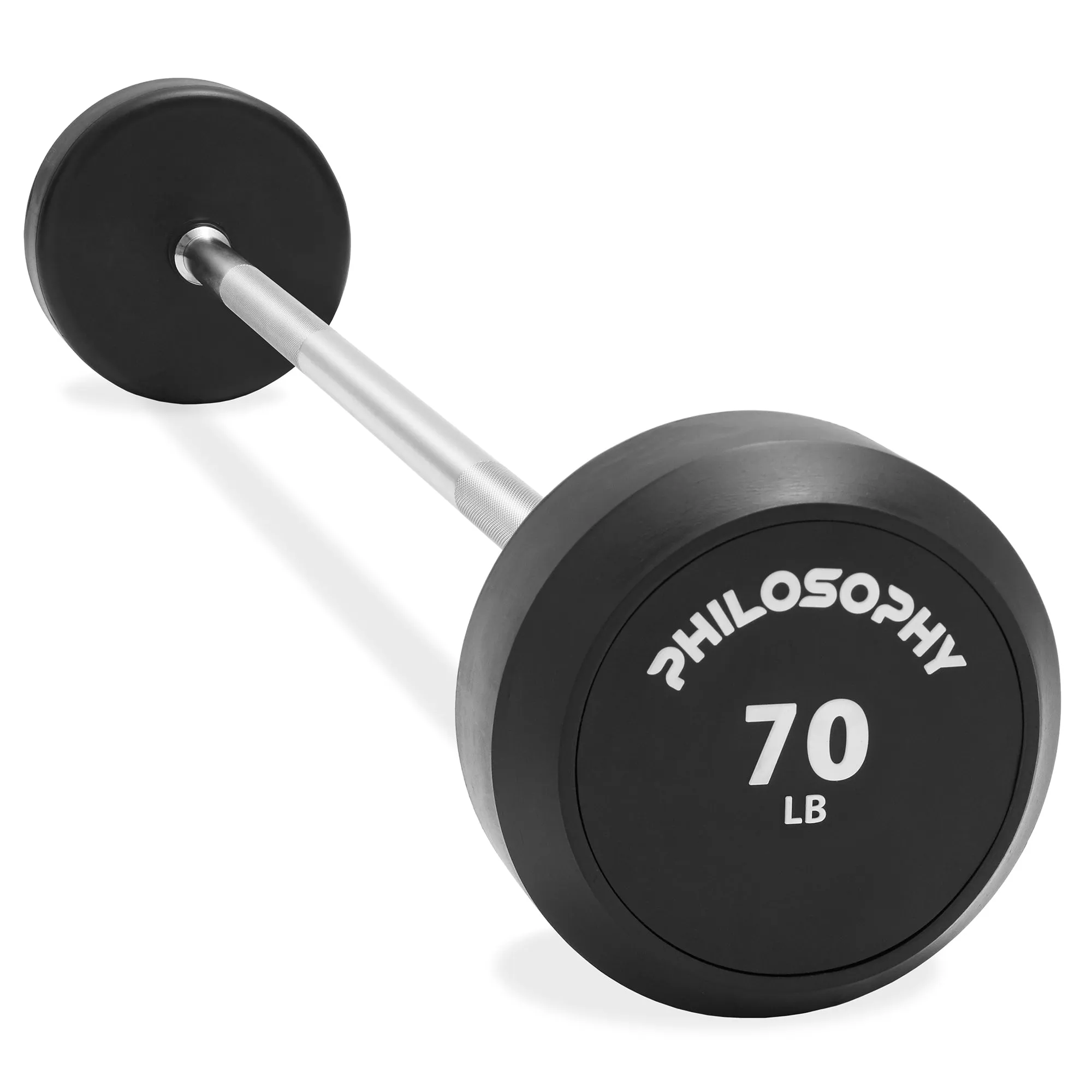 Rubber Fixed Barbell, Pre-Loaded Weight Straight Bar for Weightlifting