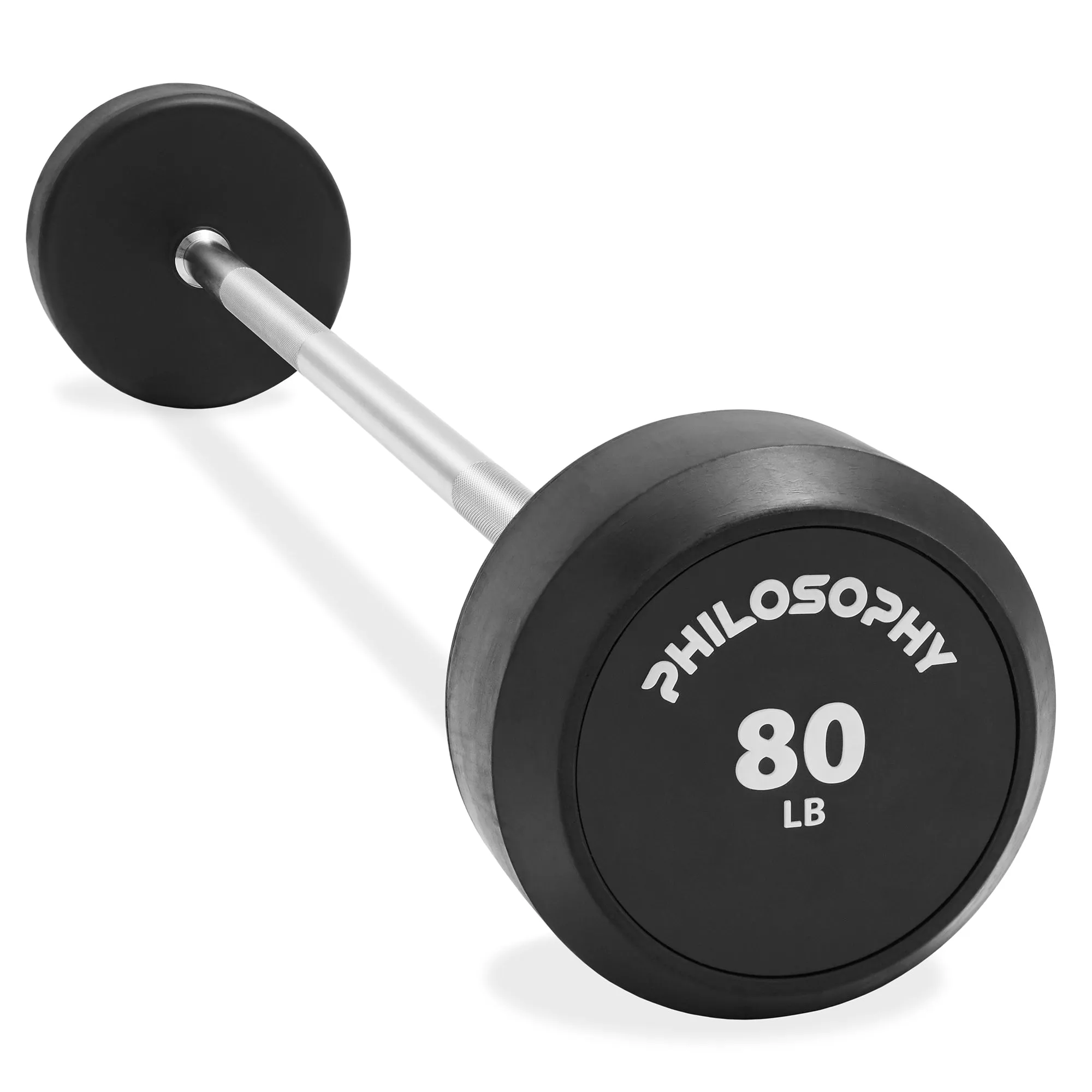 Rubber Fixed Barbell, Pre-Loaded Weight Straight Bar for Weightlifting