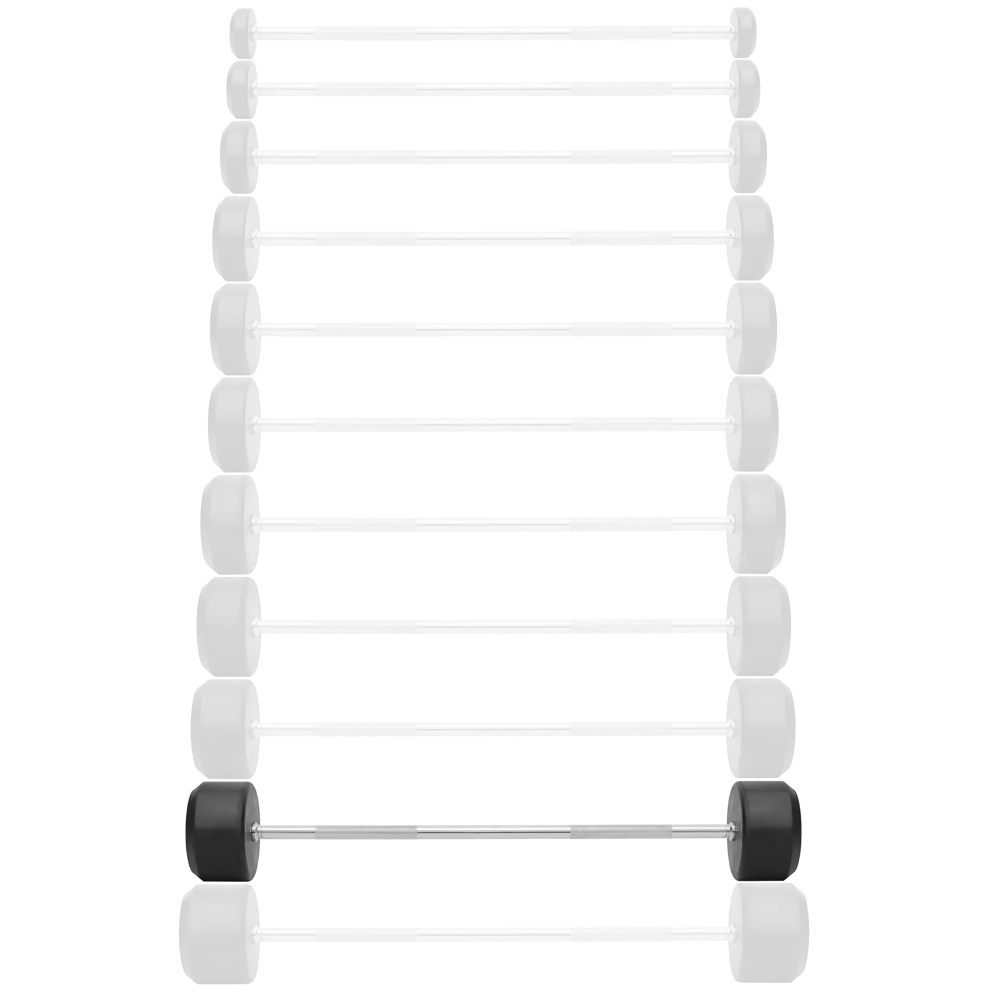 Rubber Fixed Barbell, Pre-Loaded Weight Straight Bar for Weightlifting