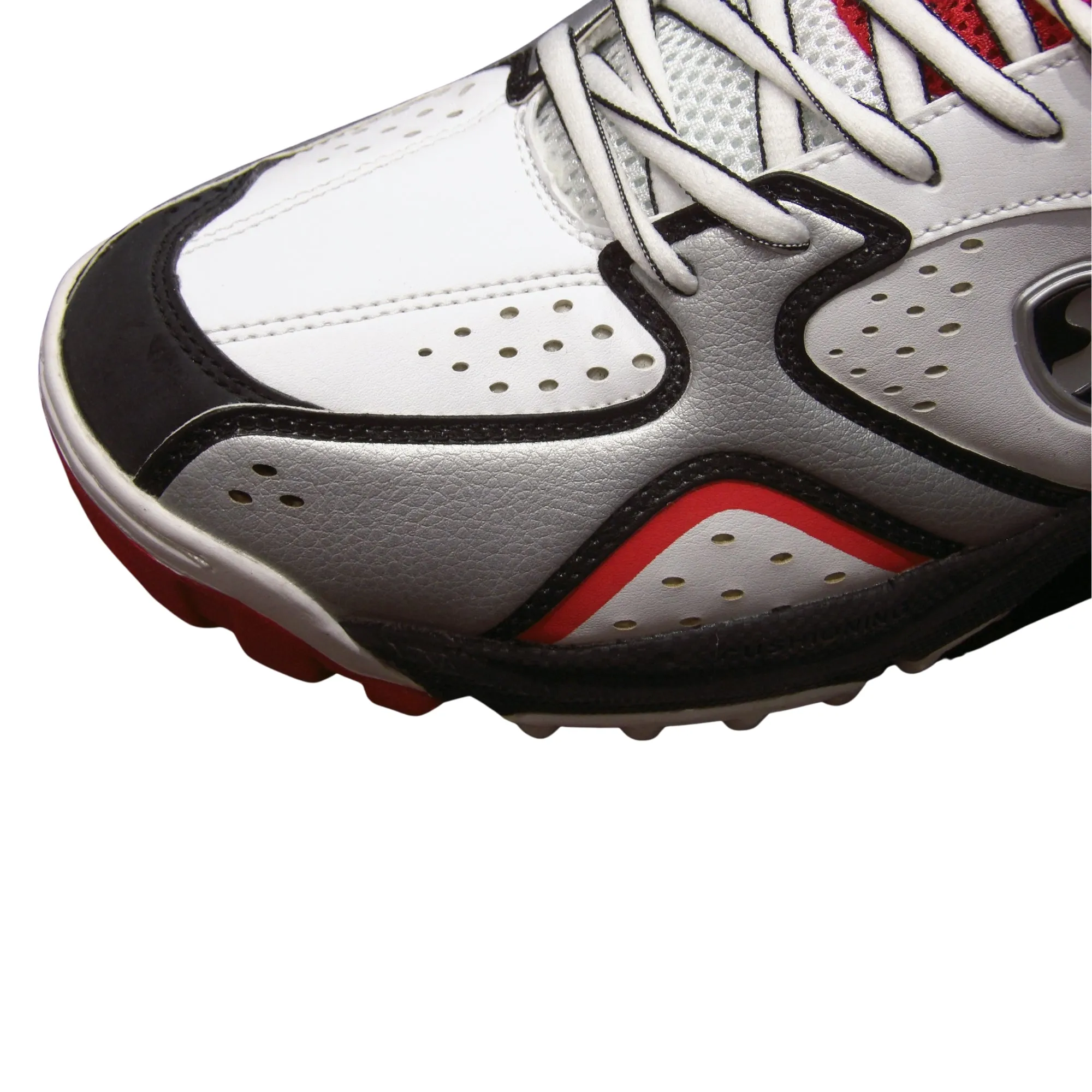 SG Cricket Shoes, Striker-II - White/Silver/Red