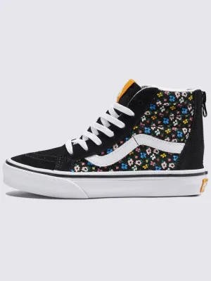 Sk8-Hi Zip Disty Floral Black/Multi Shoes (Kids)