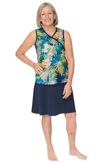 Sleeveless Crossover Swim Top - Chlorine Proof