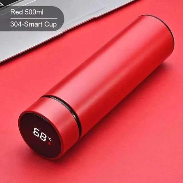 Stainless Steel Smart LED Digital Thermal Bottle - Red