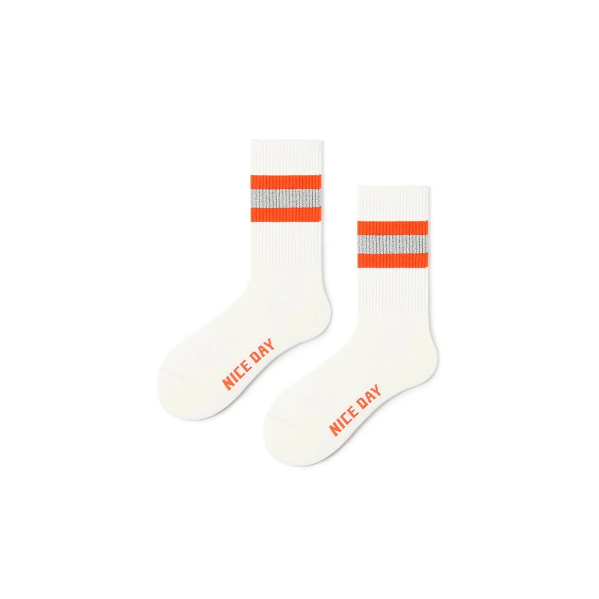 Starry Sky All-season Men Orange Sports Crew Socks