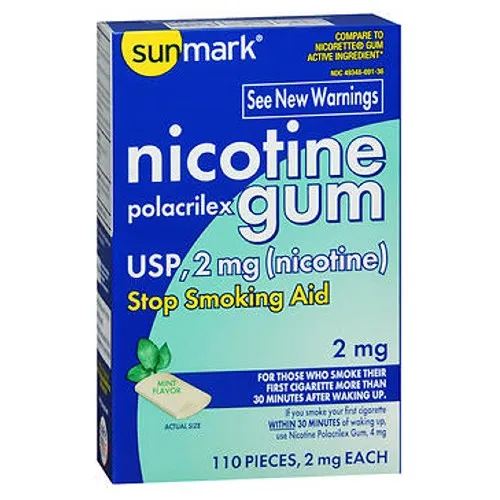 Sunmark Nicotine Polacrilex Gum Count of 110 By Sunmark