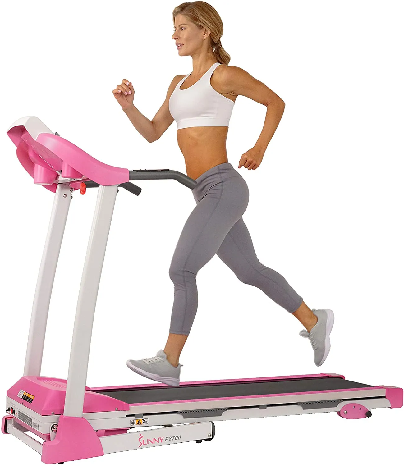 Sunny Health & Fitness Folding Treadmill with Device Holder, Shock Absorption and Incline