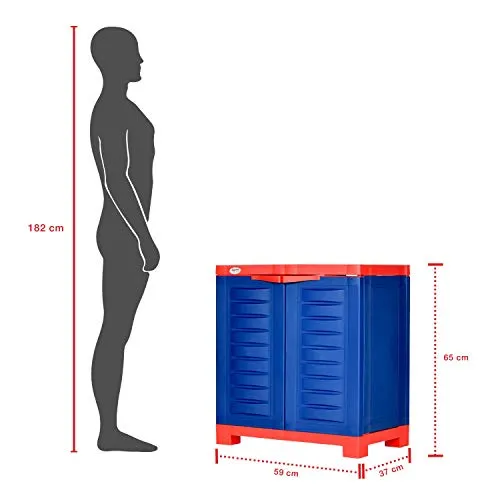 Supreme Fusion 1 Multipurpose Plastic Cabinet (2 x 2 FEET) for Multipurpose Storage for Home (Red/Blue)