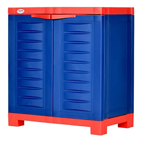 Supreme Fusion 1 Multipurpose Plastic Cabinet (2 x 2 FEET) for Multipurpose Storage for Home (Red/Blue)