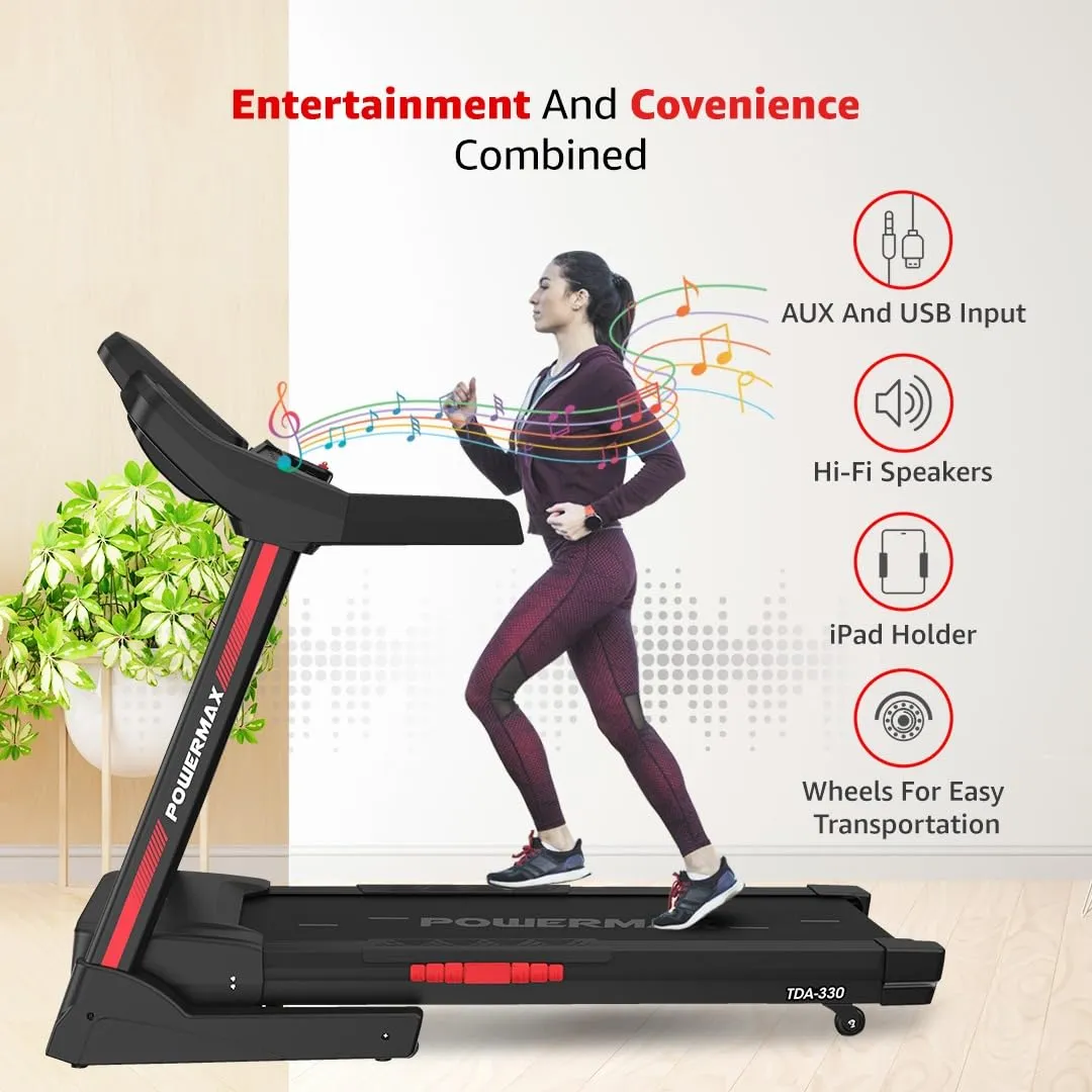 TDA-330 Series (3.0HP) DC Motorised | Electric Treadmill (FREE INSTALLATION)?Auto Incline | Easy Lubrication | BMI ?Running Machine for Max Pro-Workout by Walk | Run & Jog at Home & Office